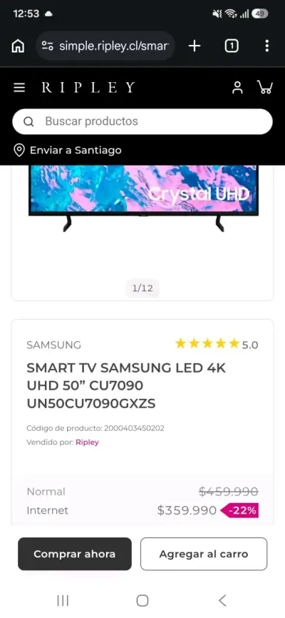Smart TV Samsung LED 4K UHD 50 pulgadas - miniatura 1