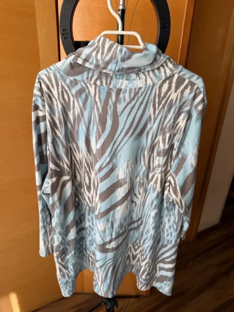 Polerón estampado animal print azul y gris XL - 2