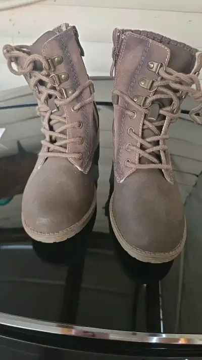 Botines de mujer color marrón con cordones n°35 - miniatura 1