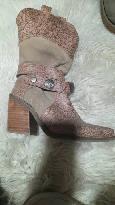 Botines de cuero marrón con tacón alton°35 - miniatura 1