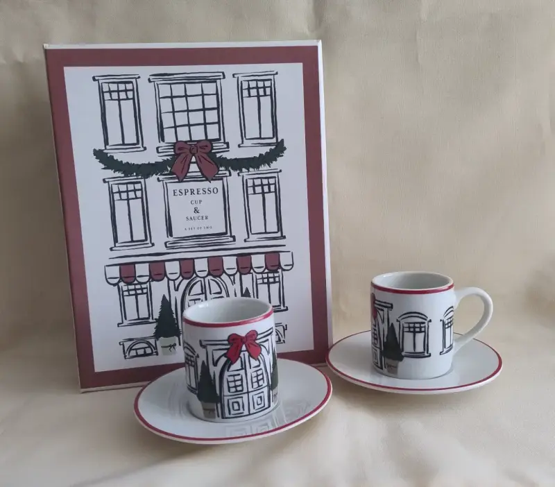 Set de Tazas de Espresso con Platillos Decorativos - 3