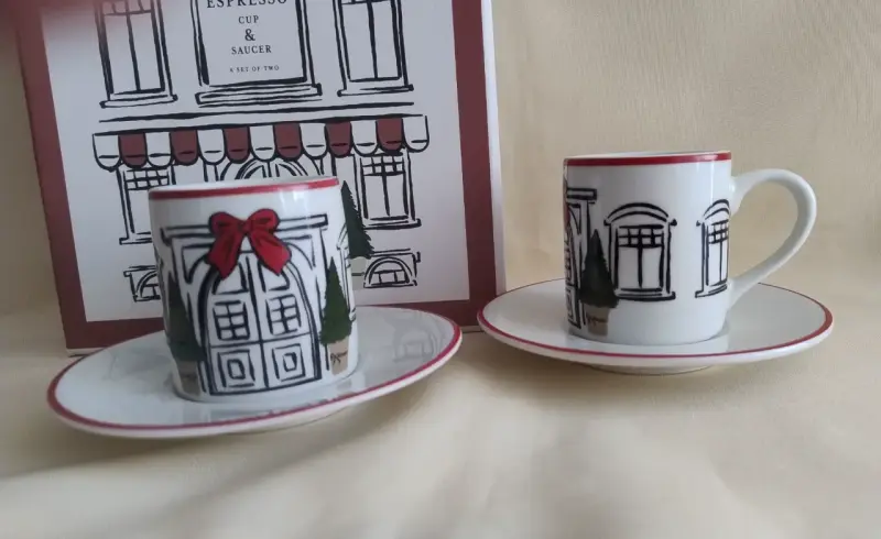 Set de Tazas de Espresso con Platillos Decorativos - 4