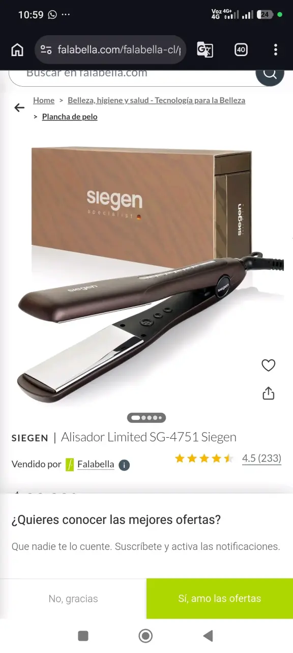 Plancha de Pelo Siegen SG-4751