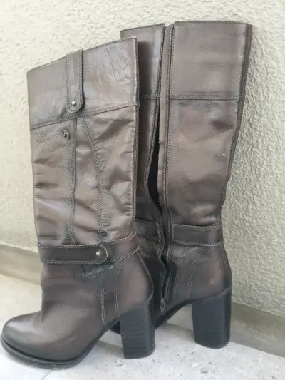 Botas Vélez, cuero marrón con tacón alto - miniatura 6