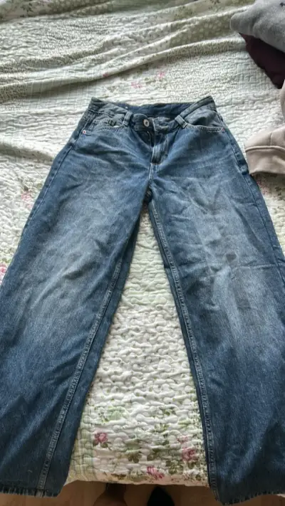 Jeans de mezclilla anchos azul mujer - miniatura 1