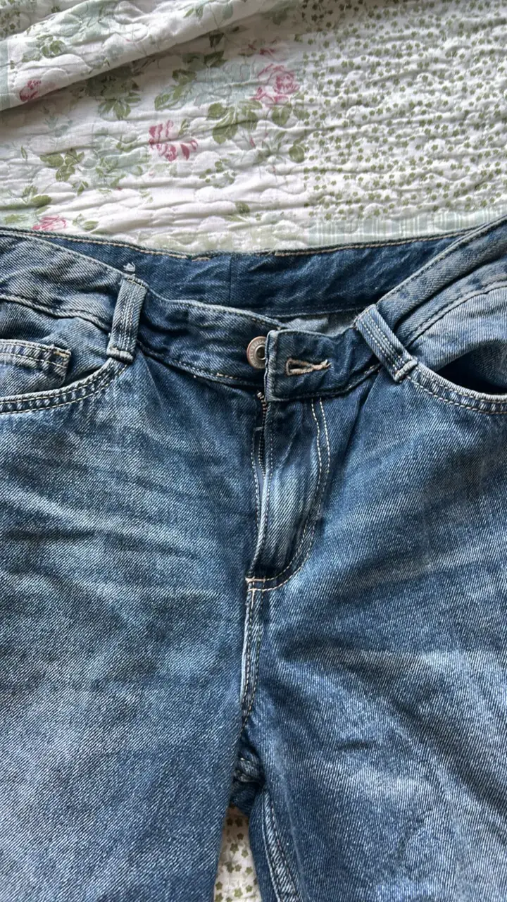 Jeans de mezclilla anchos azul mujer - 2