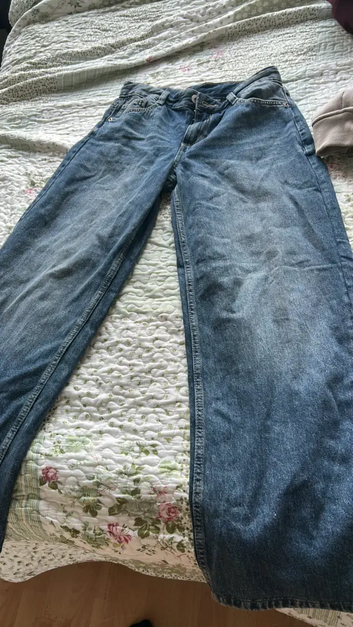 Jeans de mezclilla anchos azul mujer - 3