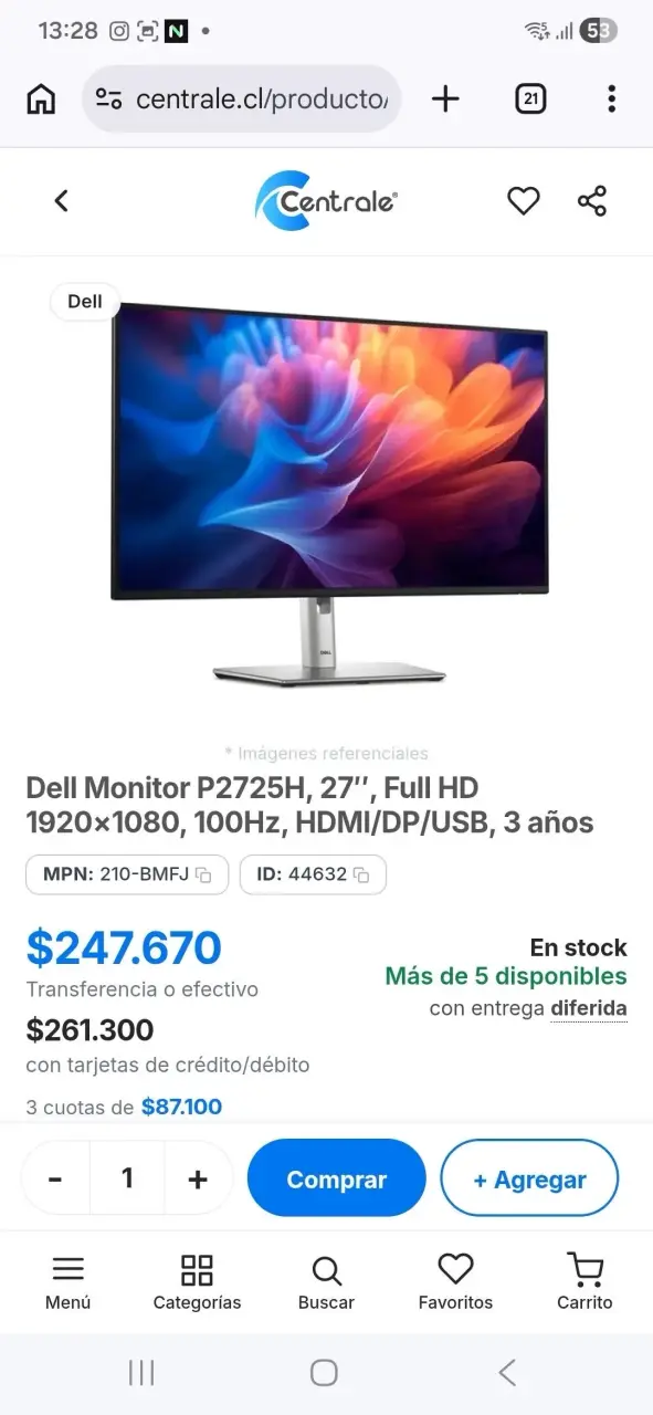 Monitor Dell P2725H 27 pulgadas Full HD - 4