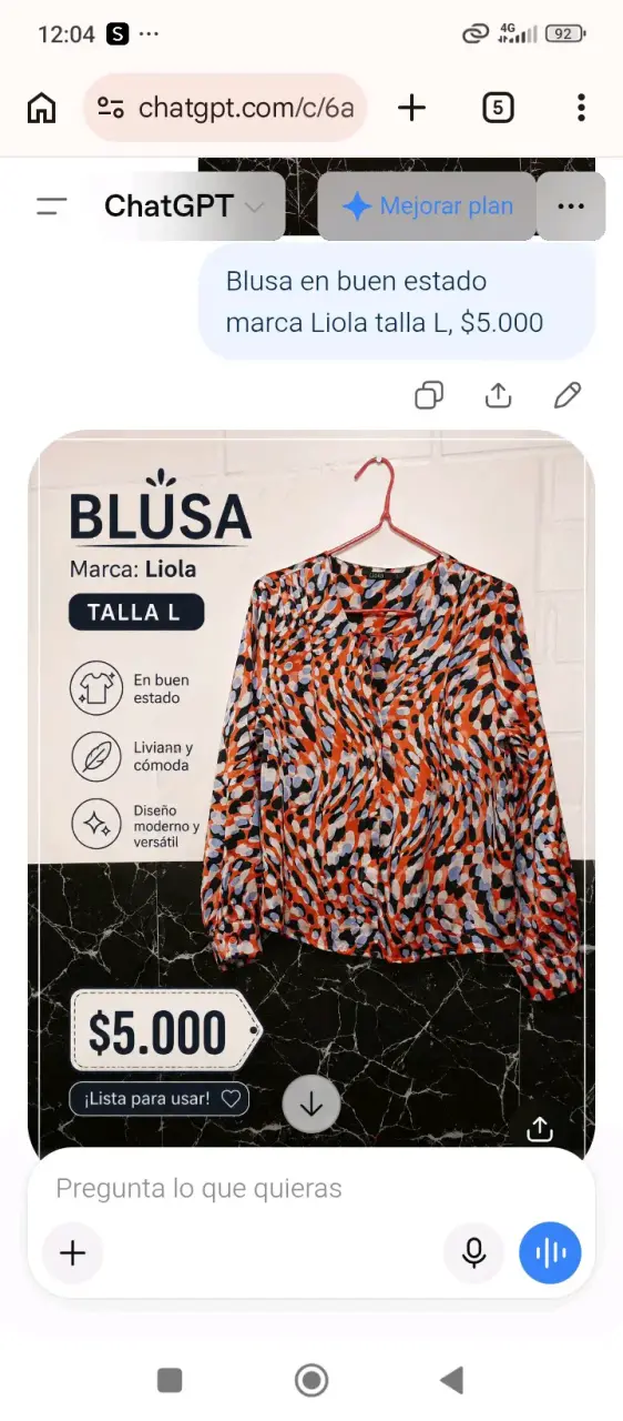 Blusa estampada Liola talla L en buen estado