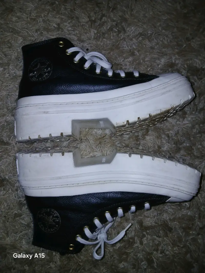 Zapatillas negras de cuero para mujer con plataforma - 2