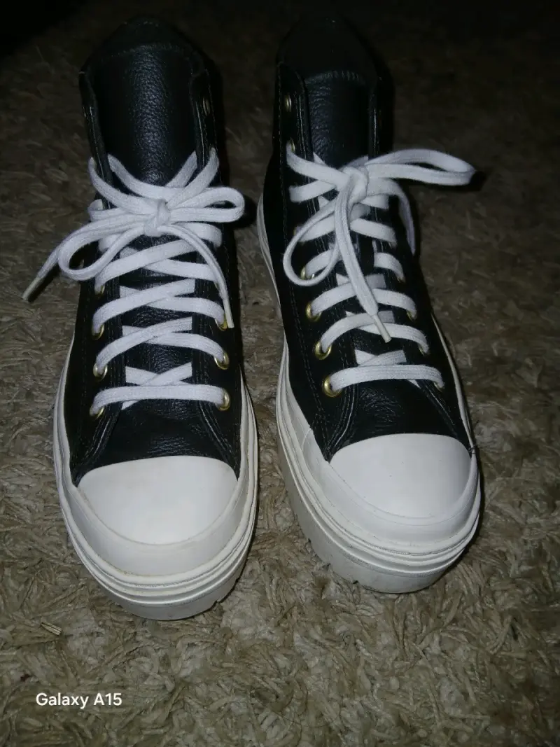 Zapatillas negras de cuero para mujer con plataforma - 4