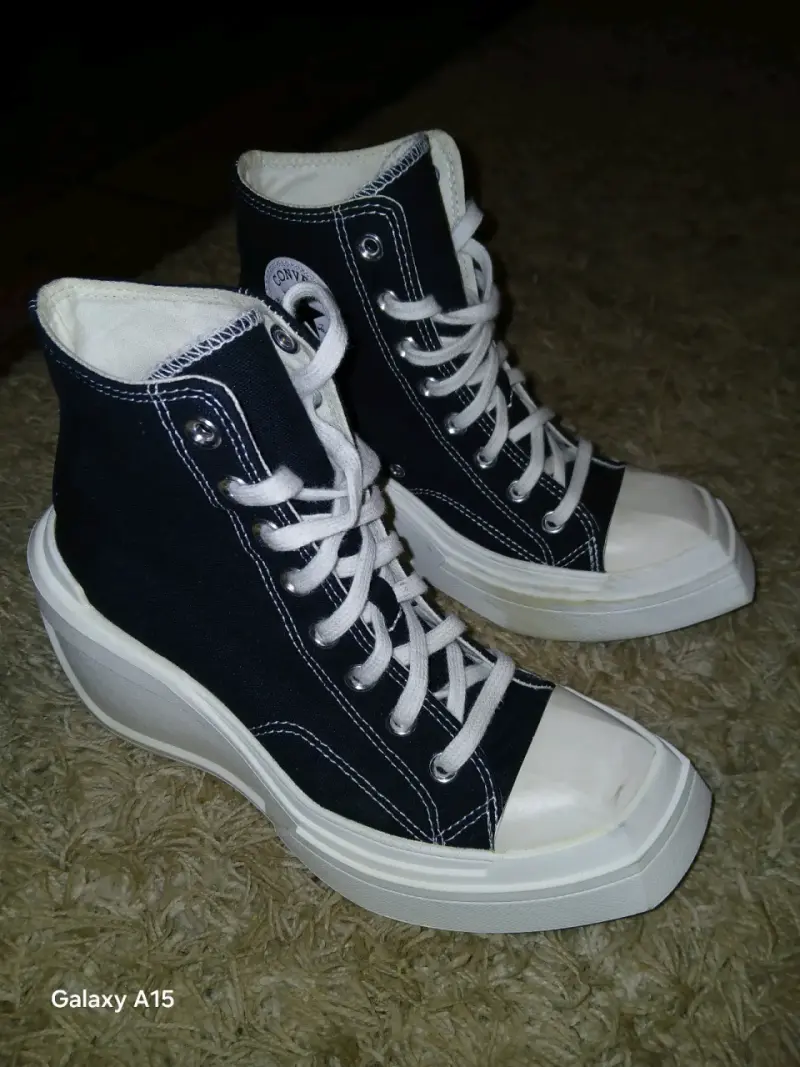 Zapatillas negras de cuero para mujer con plataforma - 3