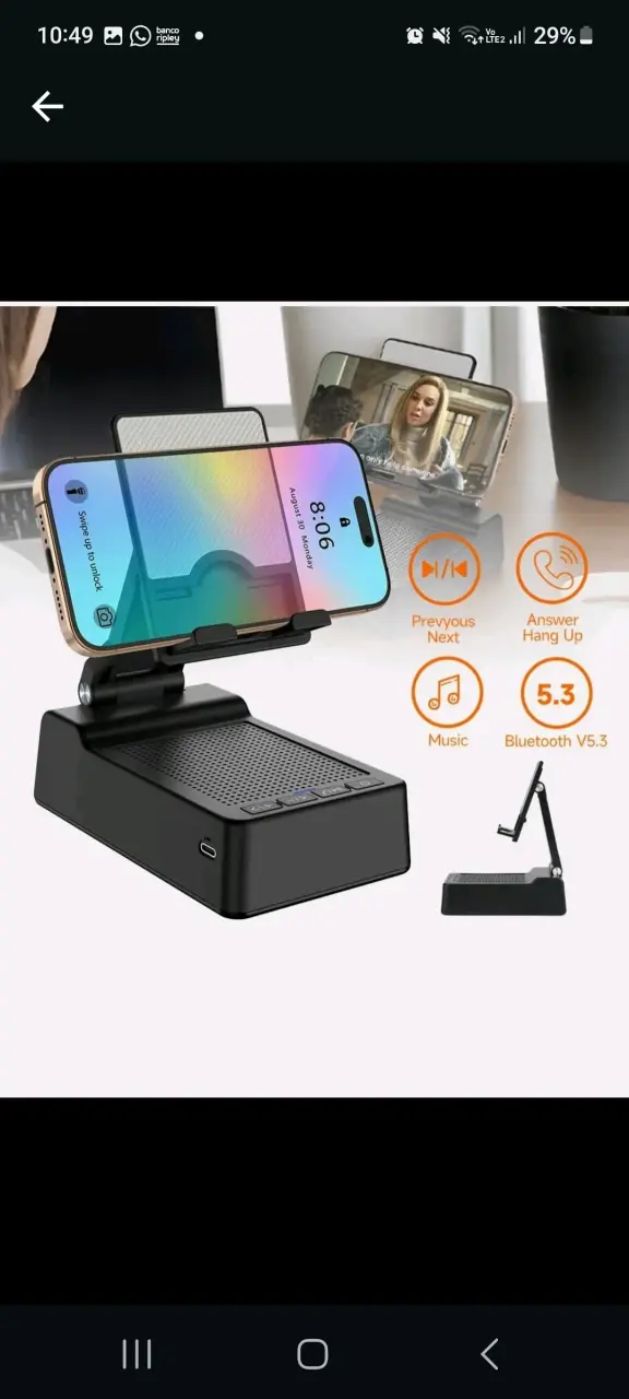 Soporte de Teléfono con Cargador Inalámbrico y Altavoz Bluetooth - 3