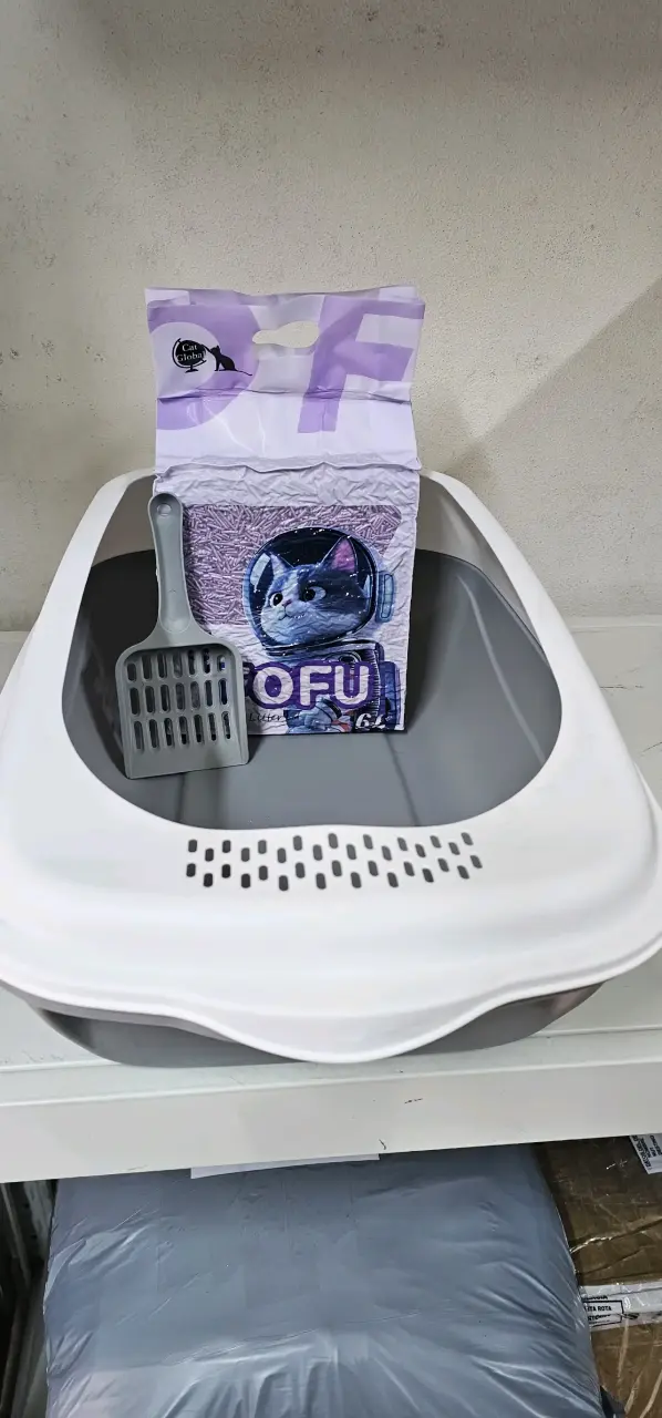 Arenero para gatos con pala y arena Tofu - 3