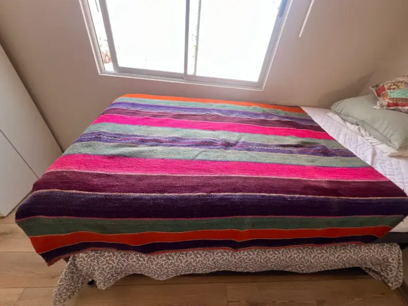 Colorida manta de lana a rayas para cama - 4