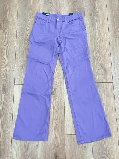 Pantalones morados de algodón para mujer - miniatura 1