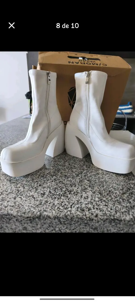 Botines de plataforma blancos y negros Imoran - 4