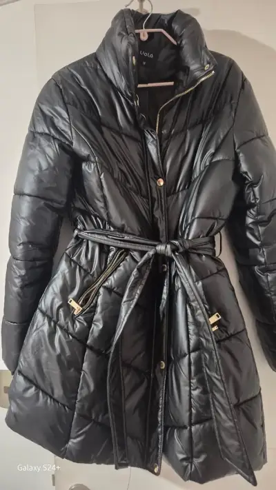 Parka negro con cinturón Liola - miniatura 2