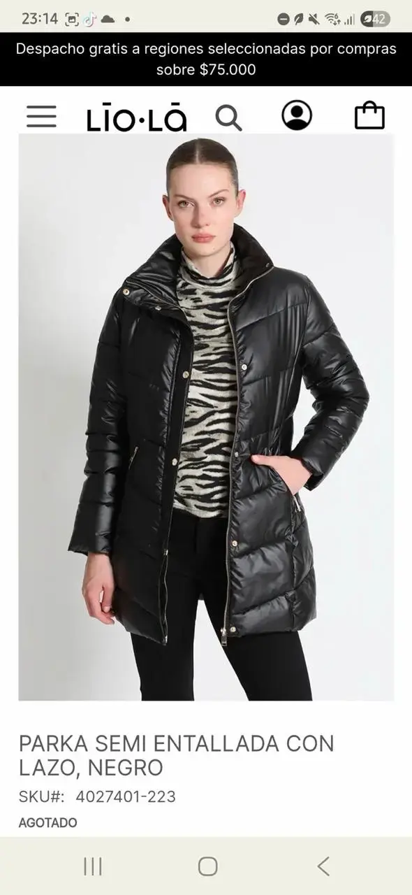 Parka negro con cinturón Liola - 6