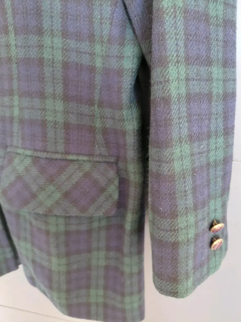 Blazer de Lana Cuadros Verde y Azul para Mujer - 2