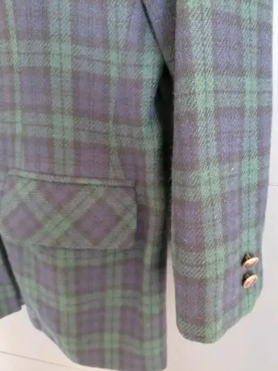 Blazer de Lana Cuadros Verde y Azul para Mujer - miniatura 2