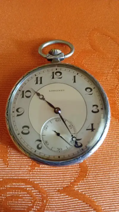 Reloj de Bolsillo Longines Antiguo de Plata - miniatura 1