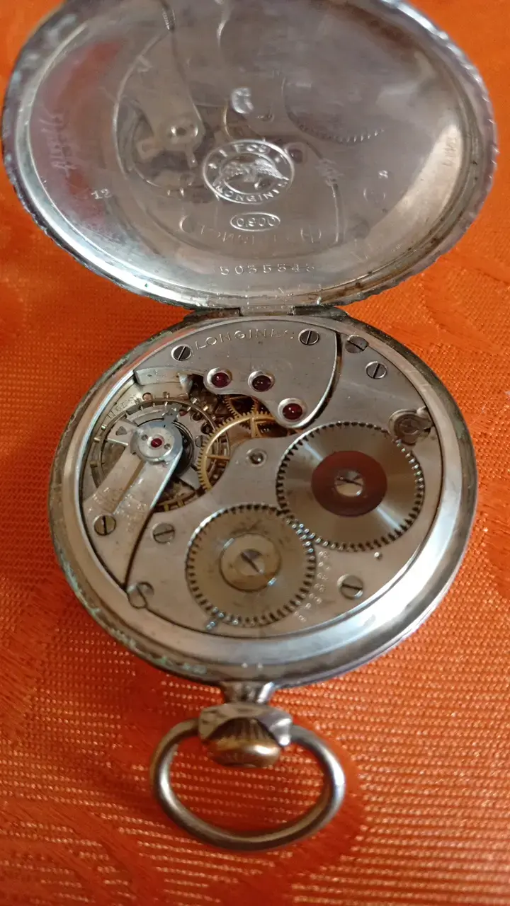 Reloj de Bolsillo Longines Antiguo de Plata - 4