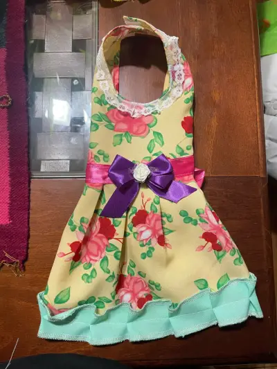 Vestido huasa para mascota con encaje y lazo - miniatura 1