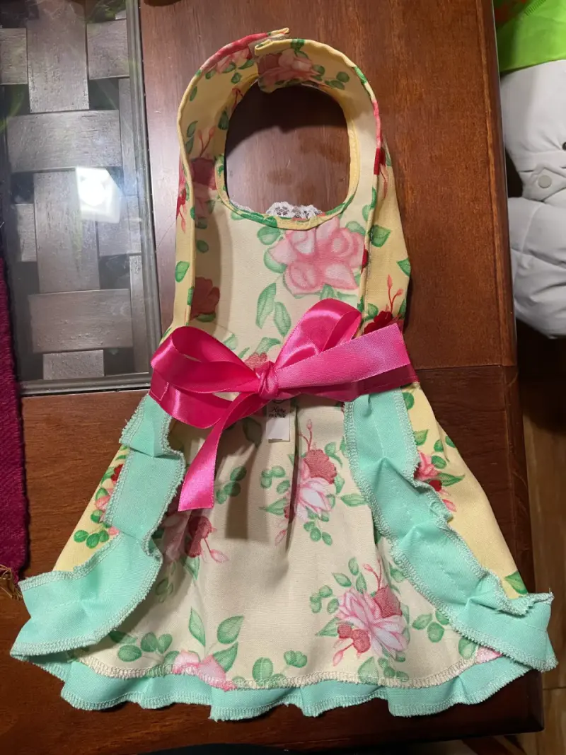 Vestido huasa para mascota con encaje y lazo - 2