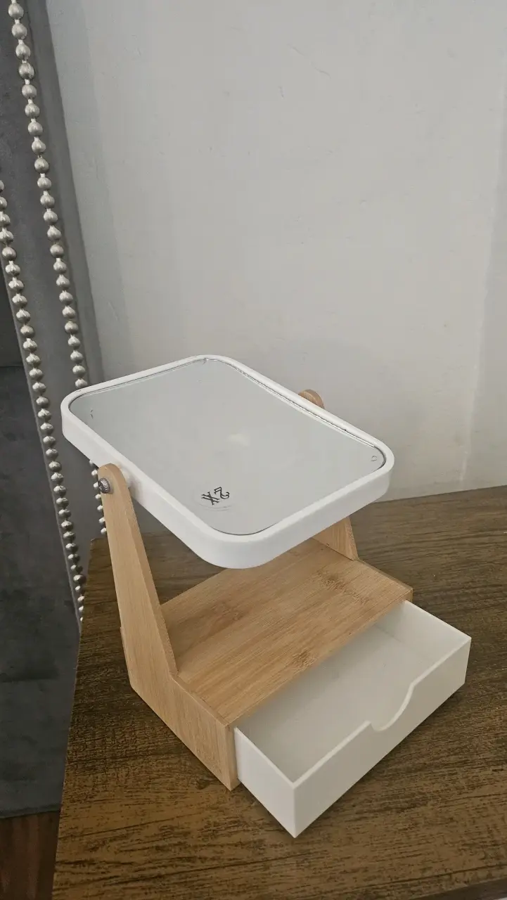 Espejo de tocador con cajón de bambú - 3