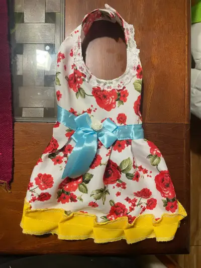 Vestido Huasa para mascota con lazo azul - miniatura 1
