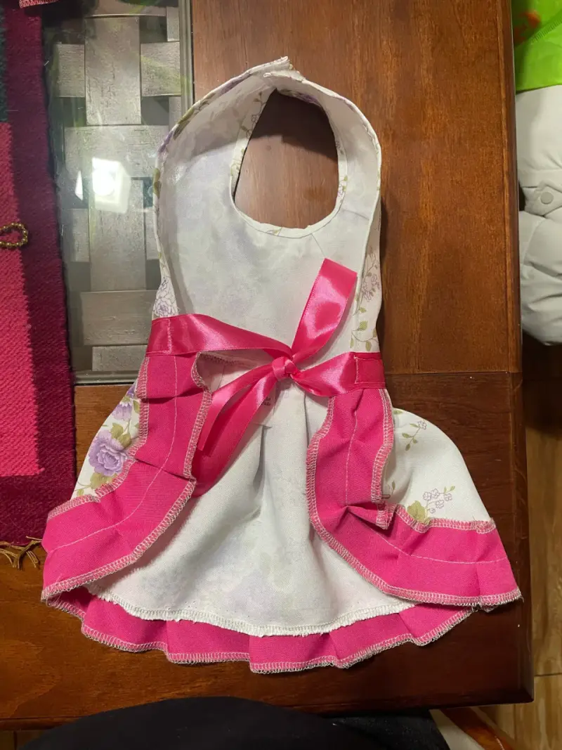 Vestido huasa para mascotas con flores y lazo - 2