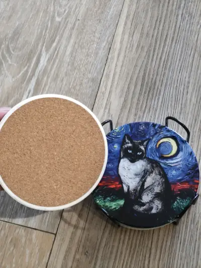 Set 5 Posavasos de Gatos Estilo Van Gogh - miniatura 2