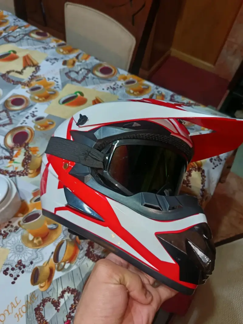 Casco de motocross V1 rojo y blanco - 3