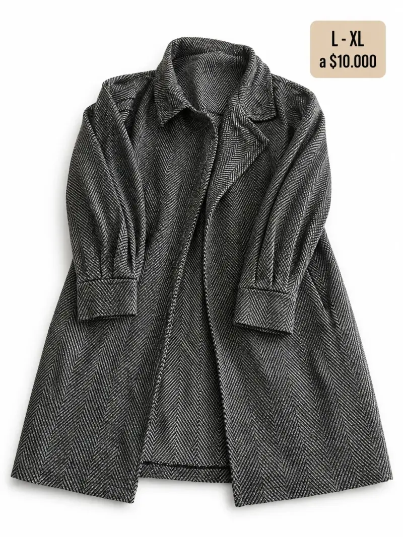 Abrigo de lana gris para mujer talla L-XL