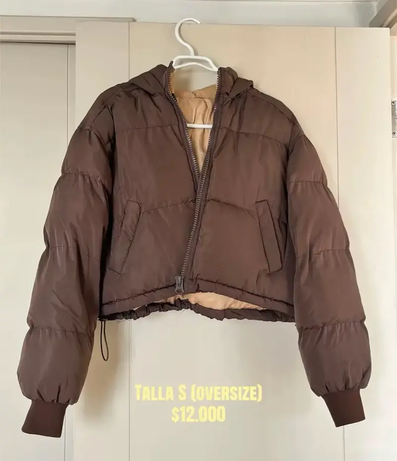Chaqueta acolchada marrón oversize para mujer