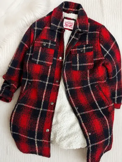 Chaqueta de lana forrada Levi's roja a cuadros - miniatura 1