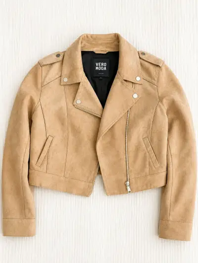 Chaqueta biker de Cuero de Reno Vero Moda beige - miniatura 1