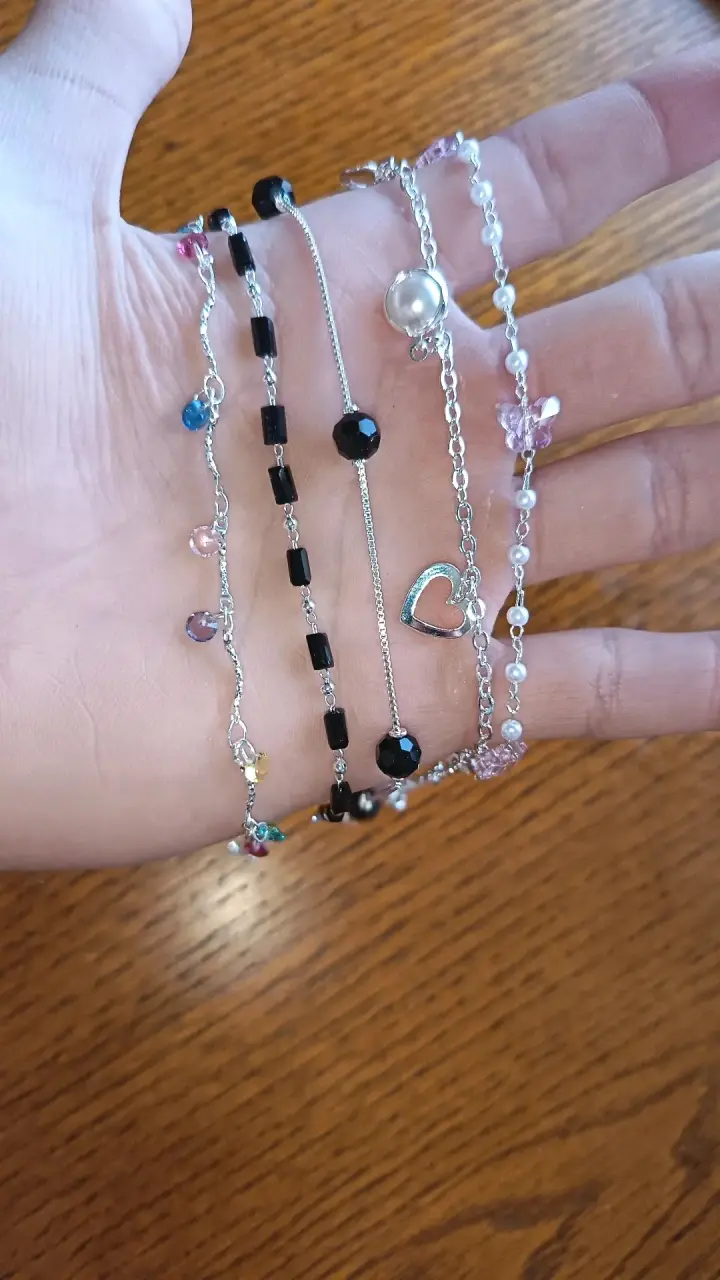 Set de Pulseras de Plata y Piedras Decorativas - 3