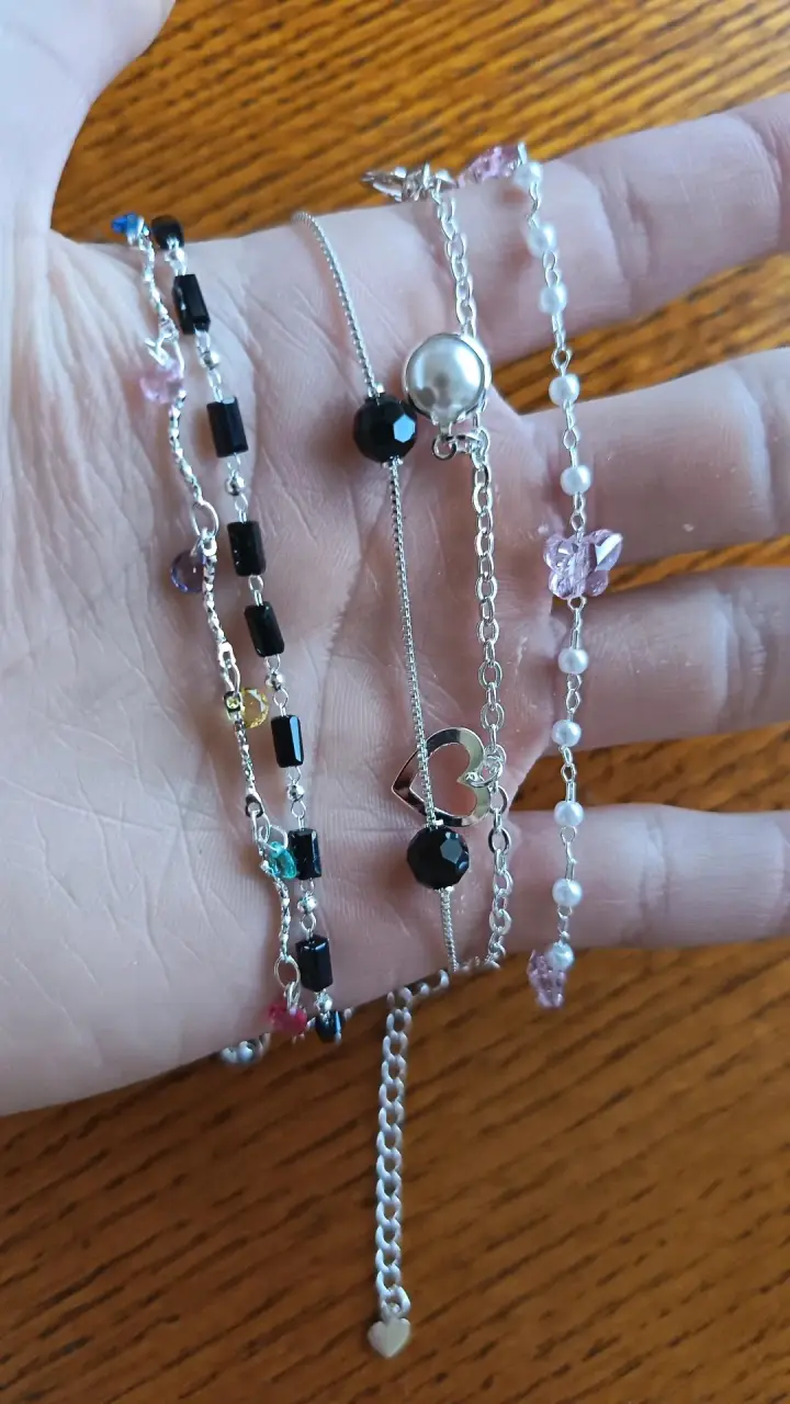Set de Pulseras de Plata y Piedras Decorativas - 4