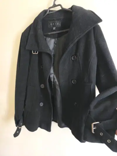 Abrigo negro mujer marca Aziz talla M - miniatura 2