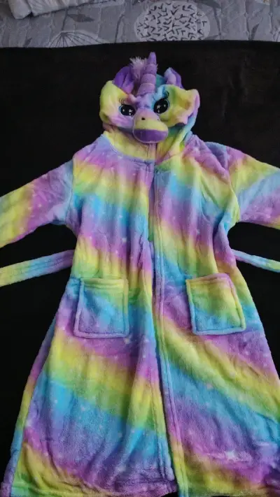 Bata de baño unicornio arcoíris para niños - miniatura 1