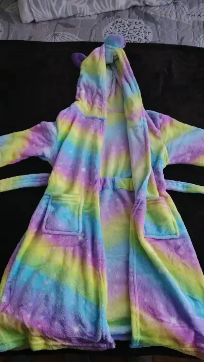 Bata de baño unicornio arcoíris para niños - miniatura 2