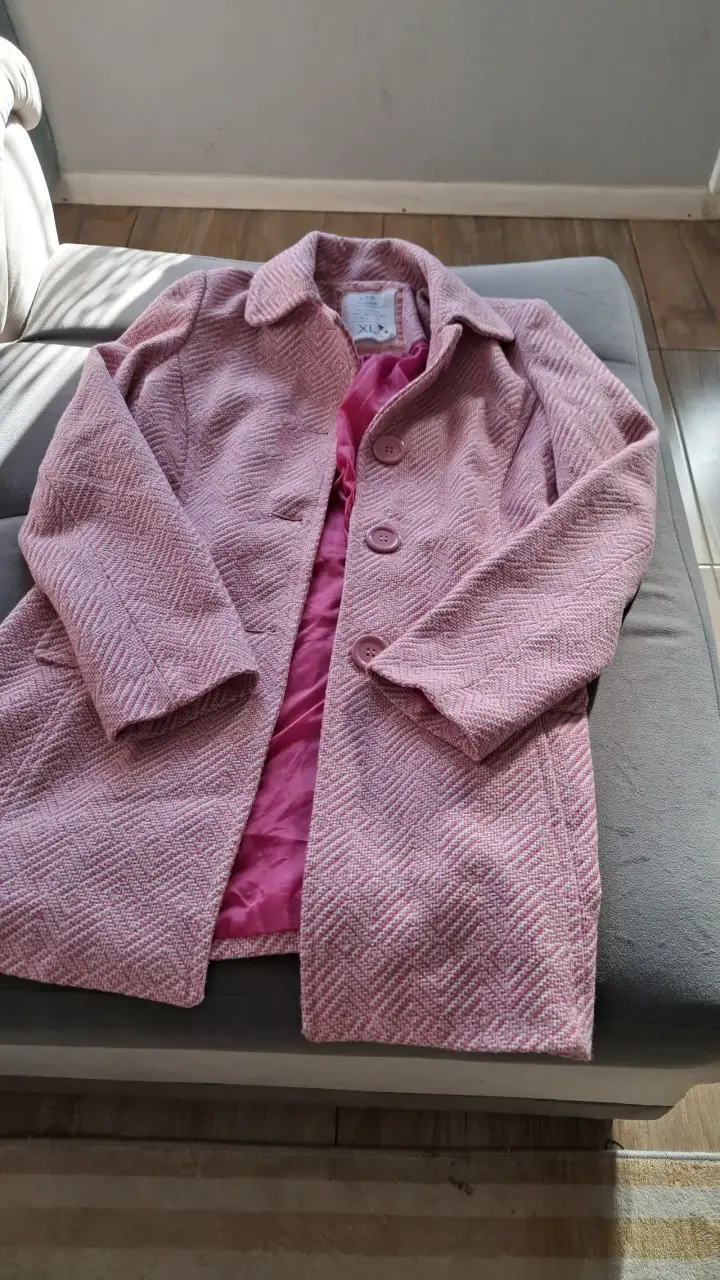 Abrigo de lana rosa para mujer talla XL - 5