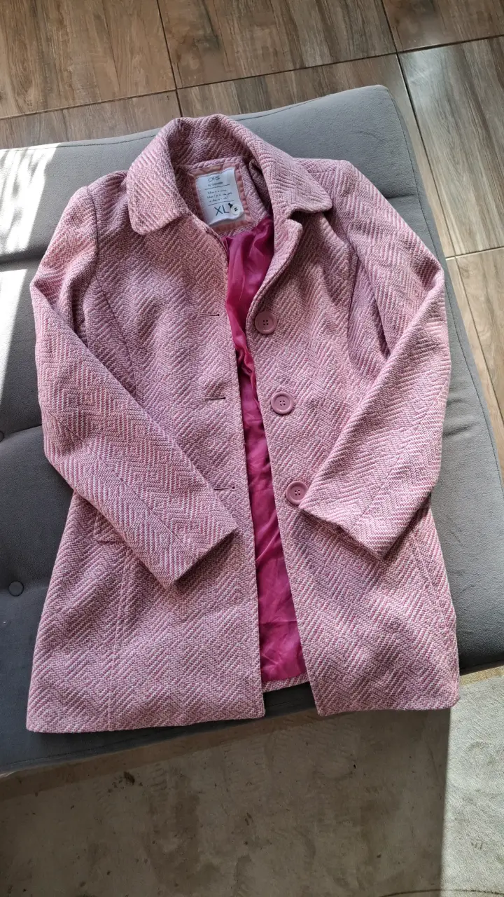 Abrigo de lana rosa para mujer talla XL - 6