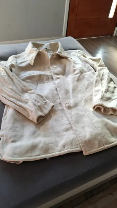 Chaqueta beige de algodón para mujer - miniatura 1