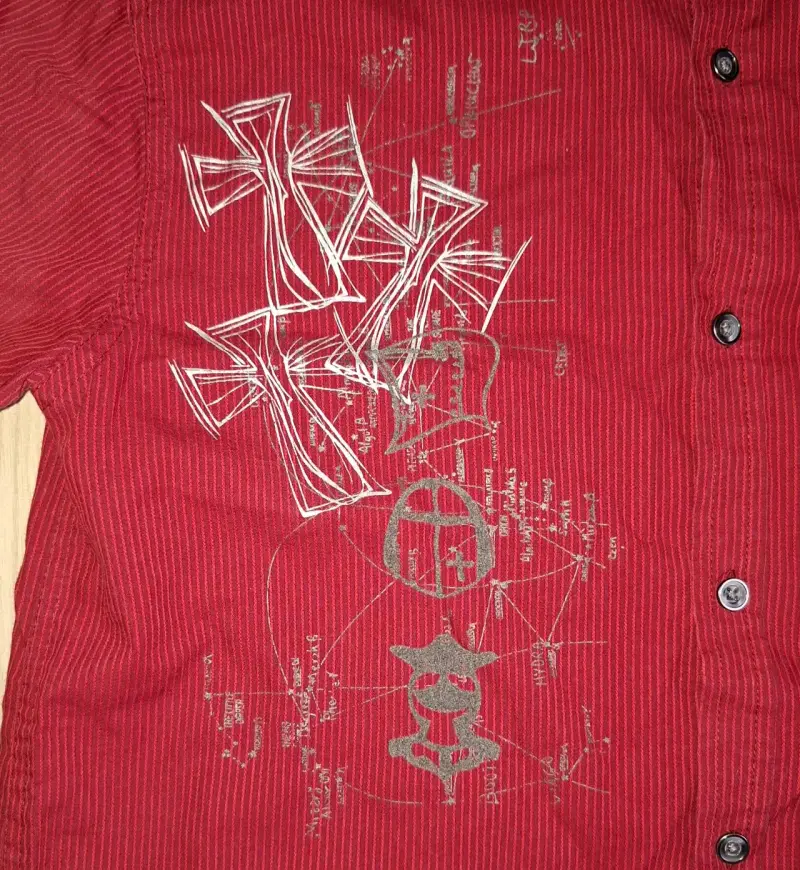 Camisa roja de manga corta Drill Xl para hombre - 2