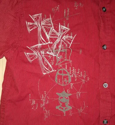 Camisa roja de manga corta Drill Xl para hombre - miniatura 2