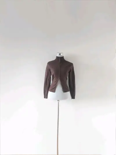 Chaqueta de punto marrón con cierre - miniatura 1