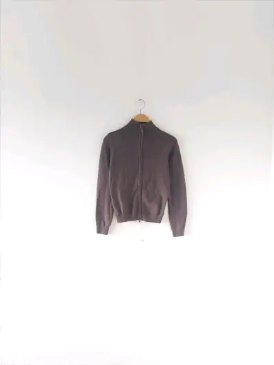 Chaqueta de punto marrón con cierre - miniatura 2